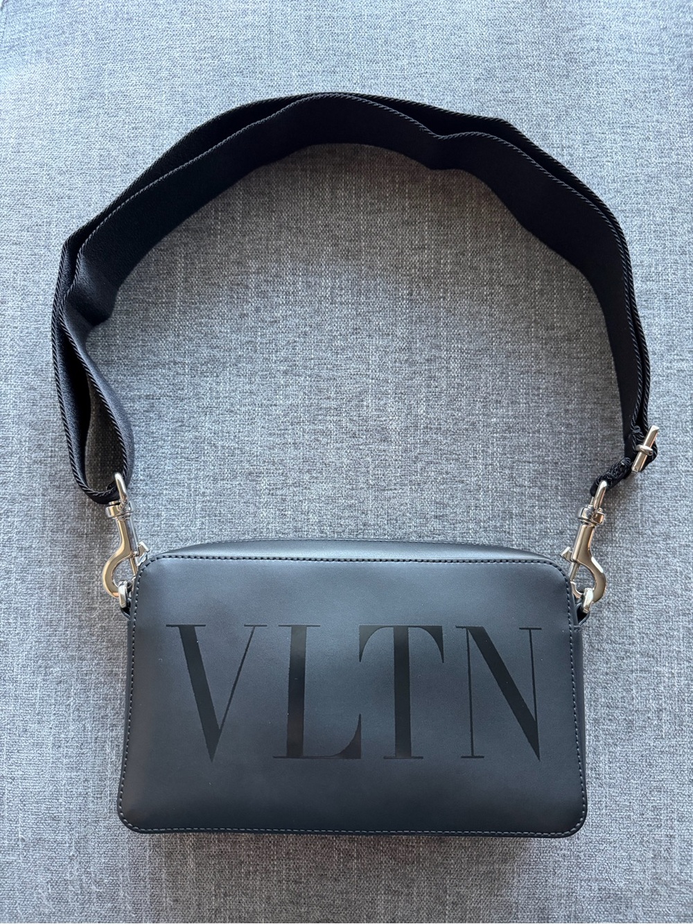 VALENTINO Black VLTN Leather Crossbody with Wide Strap